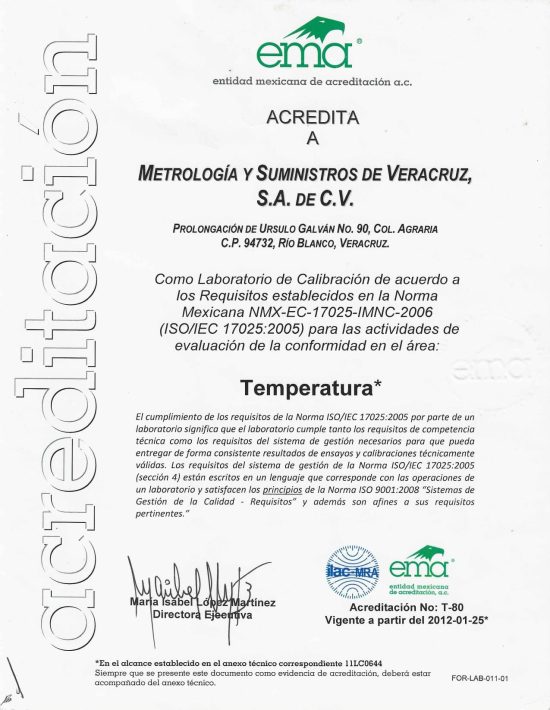 Acreditación Temperatura